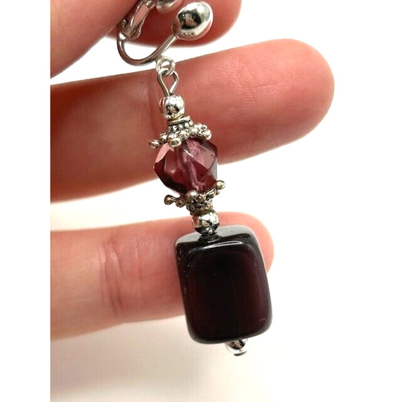 Vintage Grape Purple Glass Beaded Necklace & Drop Earrings Set - Picture 10 of 12